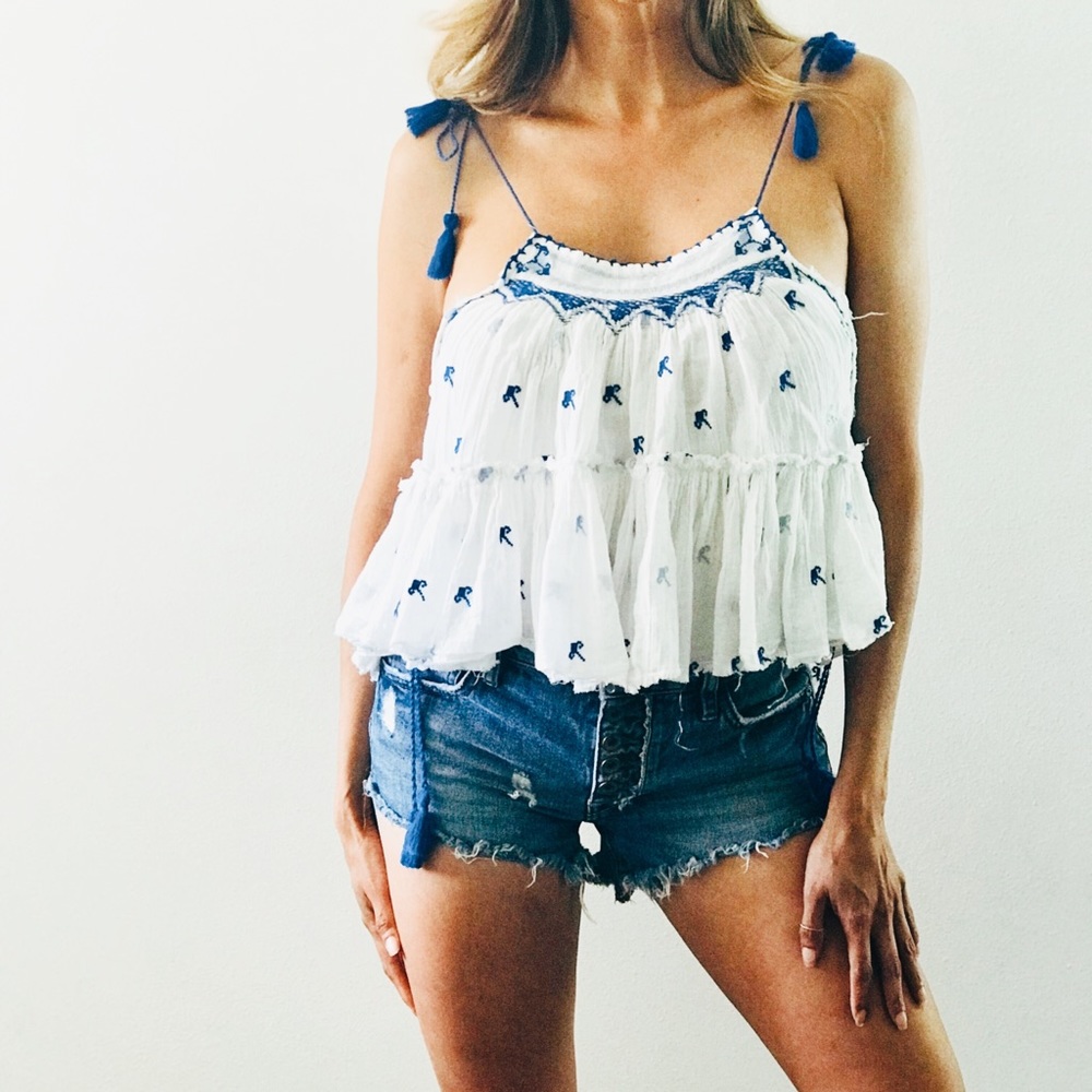 Free people embroidered tank size XS